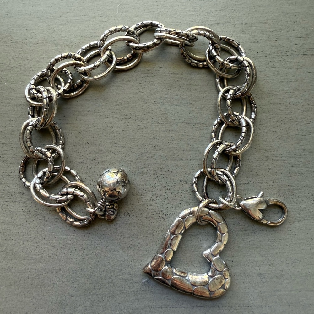 Brighton Silver Textured Heart Bracelet